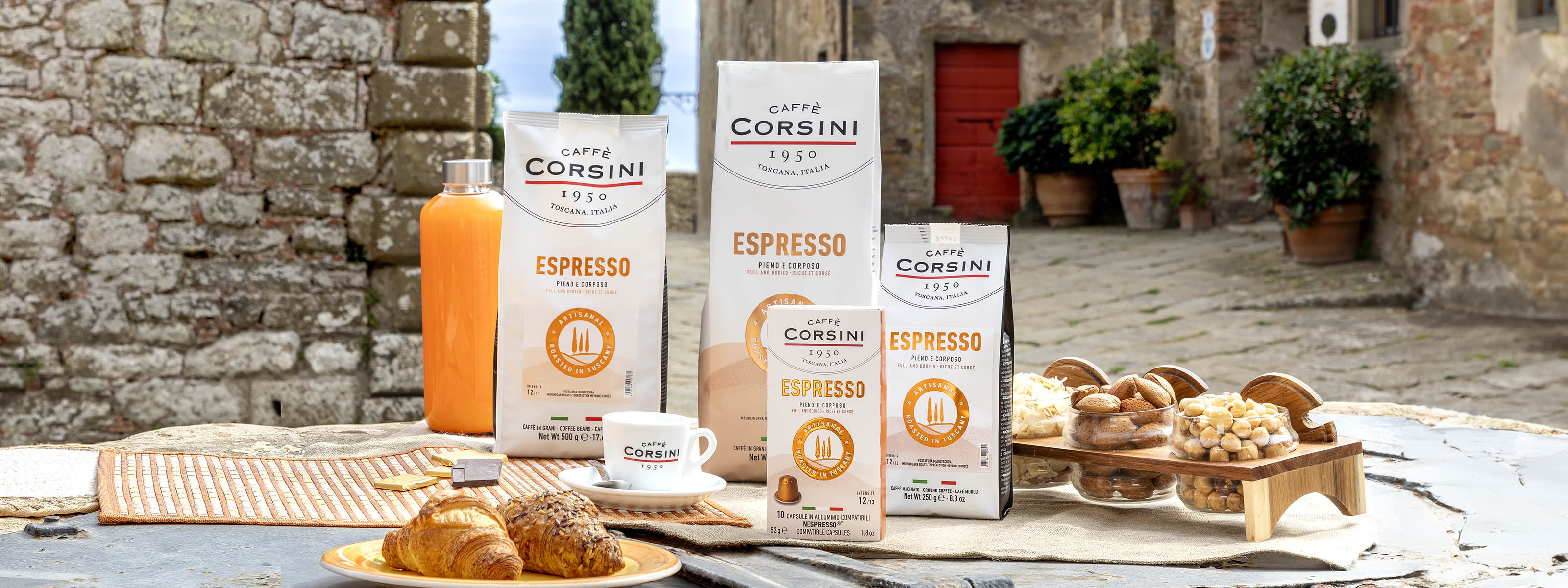 Caffè Espresso in grani, macinato, capsule compatibili, Nuova gamma Caffè Corsini