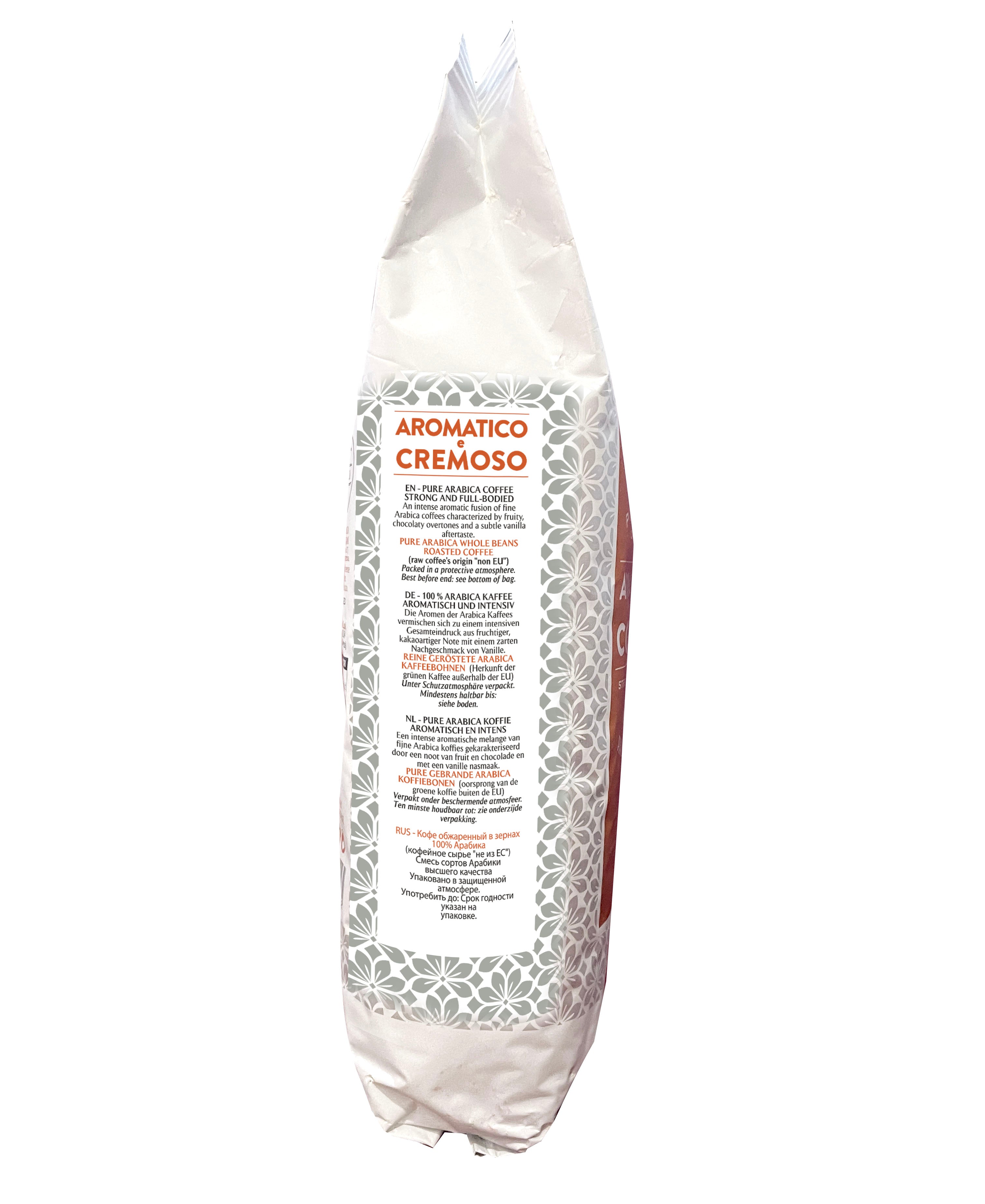 Caffè in grani | Aromatico e Cremoso | 100% Arabica | 1 Kg | Cartone con 8 confezioni