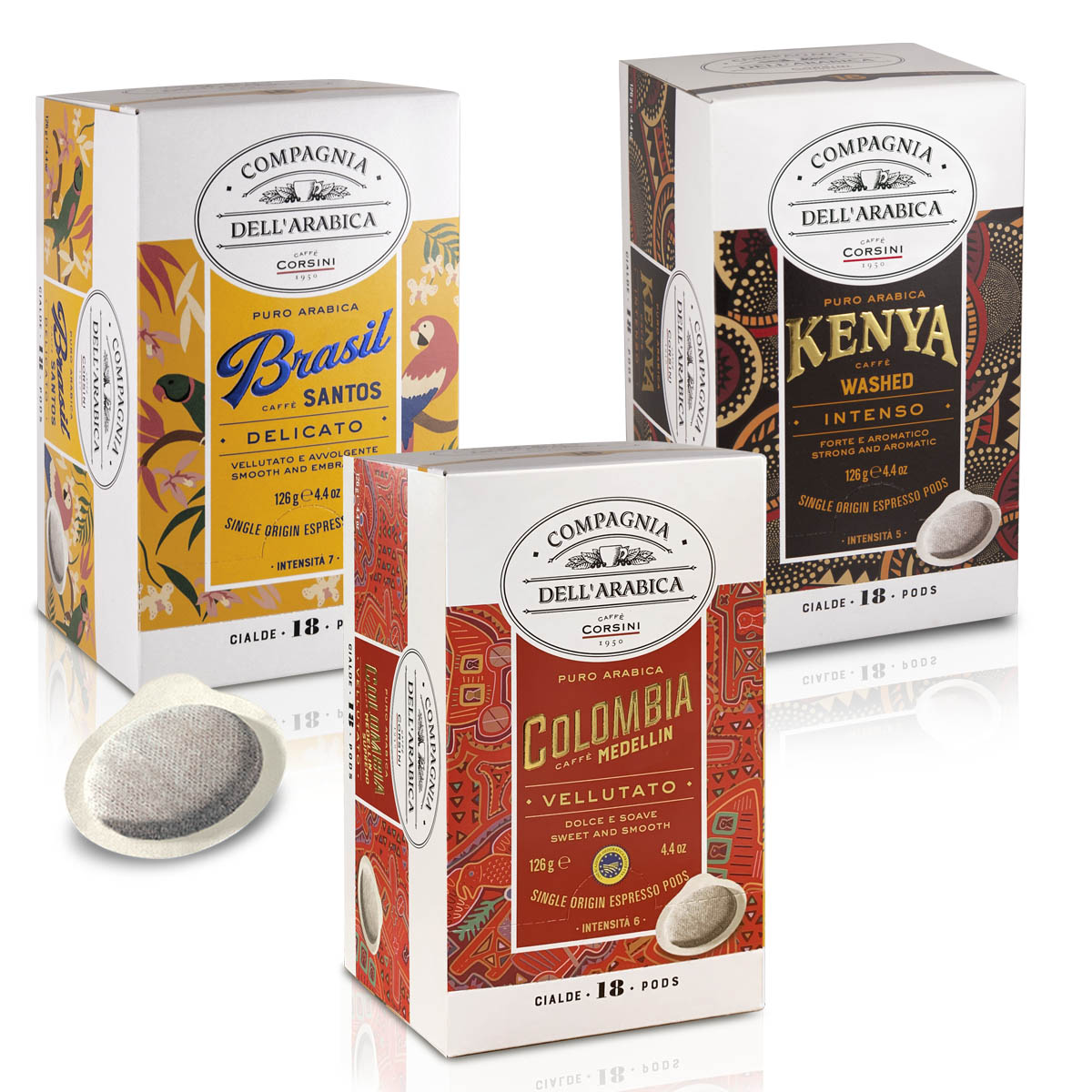 Set of coffee pods | Kenya, Brasil, Colombia | 100% Arabica | 54 pods