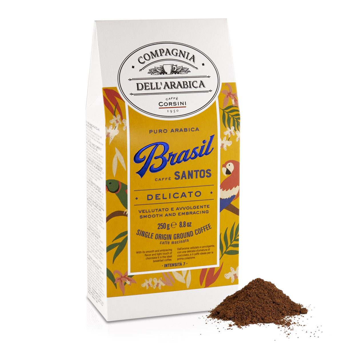 Caffè macinato | Brasil Santos | 100% Arabica | Confezione da 250g | Cartone con 12 confezioni