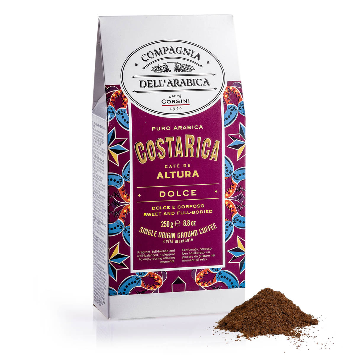 Caffè macinato Costa Rica | 100% Arabica | 250g | Cartone con 12 confezioni