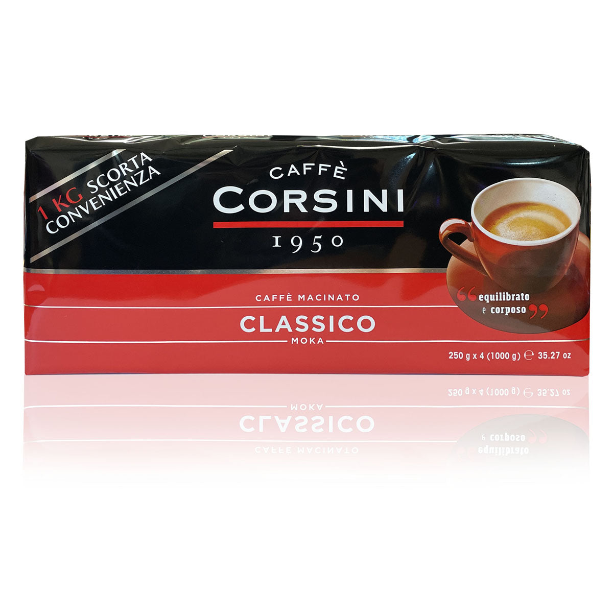 Ground coffee | Classico | Ideal for moka | Pack containing 4 packets of 250g each