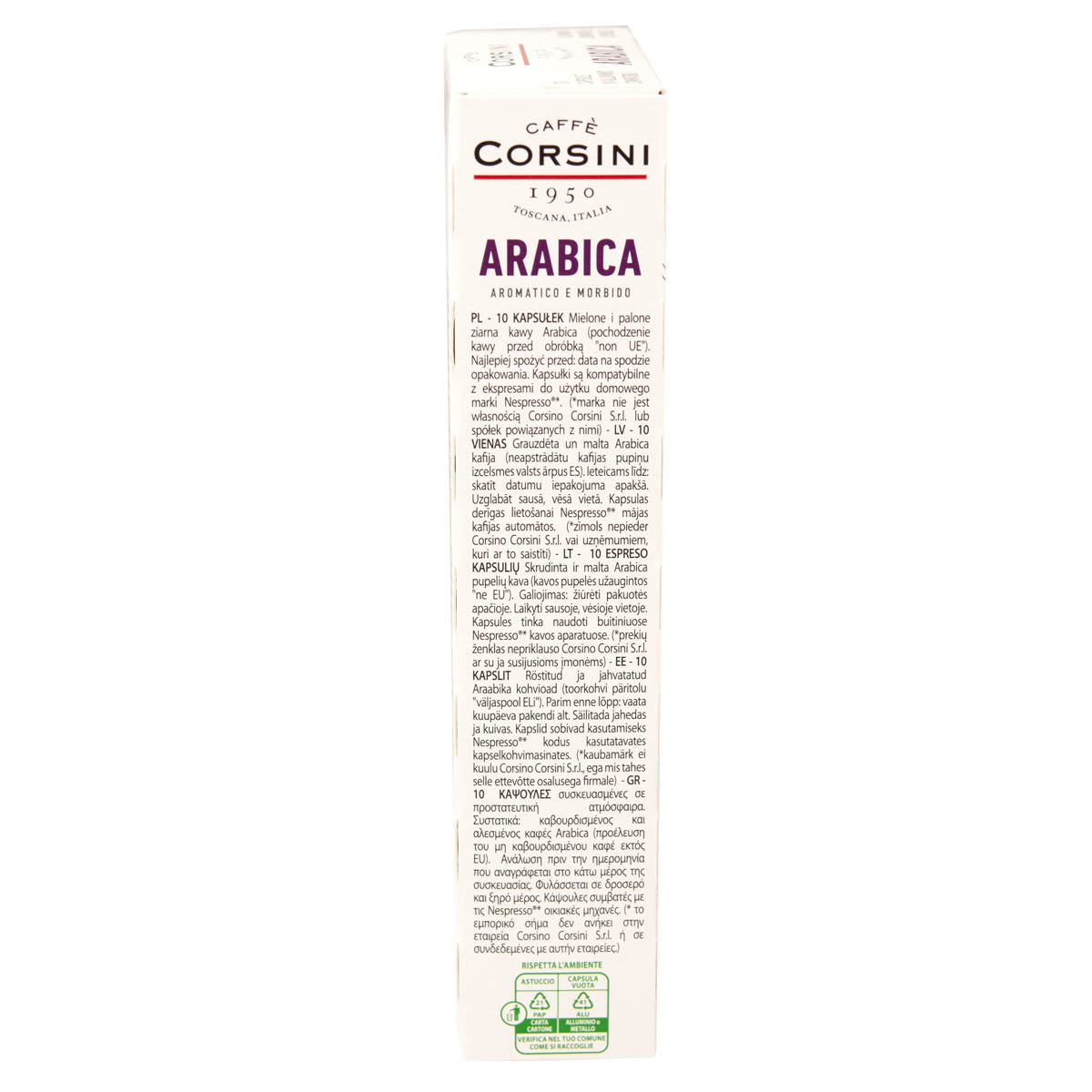 10 capsule compatibili Nespresso® | 100% Arabica | Nuova gamma Caffè Corsini | Cartone da 10