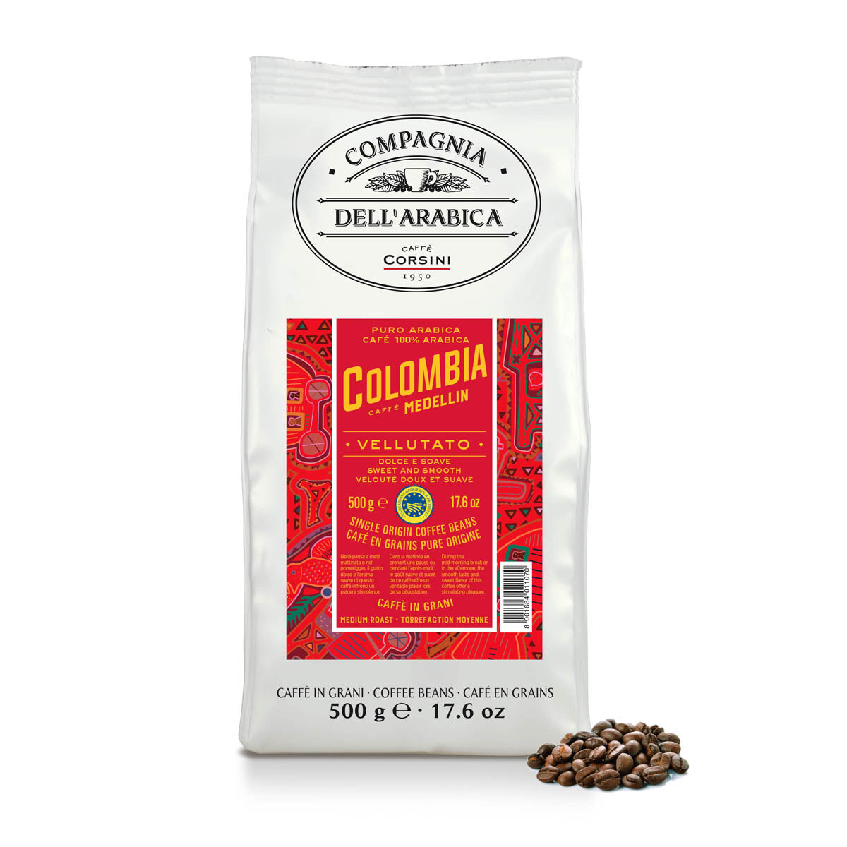 Caffè in grani 500g Colombia 100% Arabica Compagnia dell'Arabica Caffè Corsini