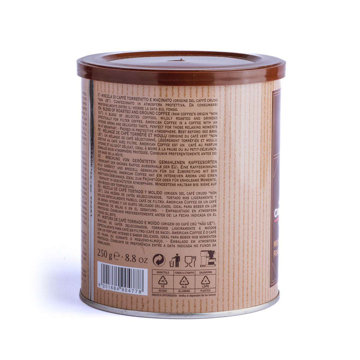 American Coffee | Caffè filtro macinato | Lattina da 250g | Cartone da 12