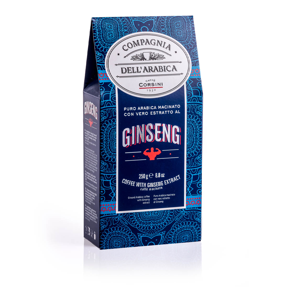 Ground coffee with ginseng | 100% Arabica | 250g Box of 12 packs