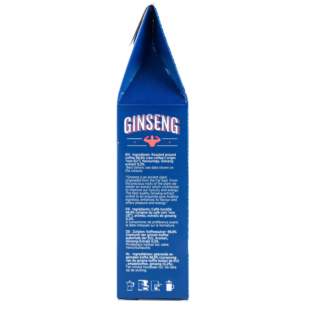 Ground coffee with ginseng | 100% Arabica | 250g Box of 12 packs
