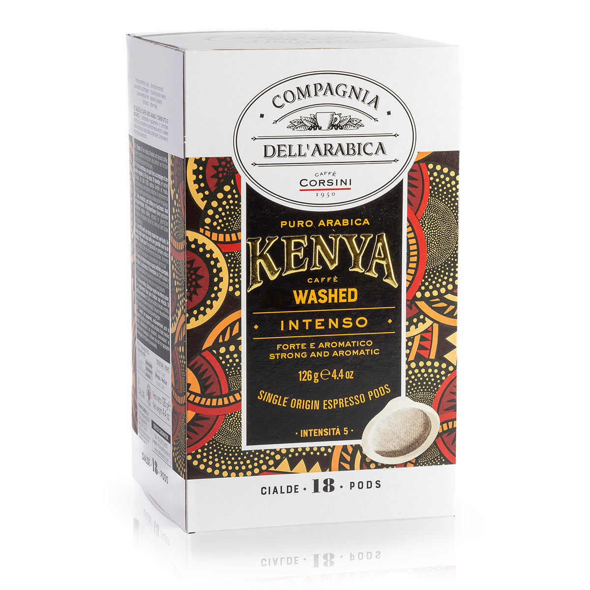 Caffè in cialde | Kenya Washed | 100% Arabica | 18 pezzi in ogni confezione | Cartone con 12 confezioni