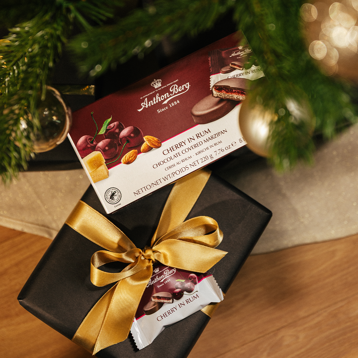Anthon Berg | Cherry in Rum | Cioccolato fondente con marzapane e ripieno di ciliegie al rum | 220g