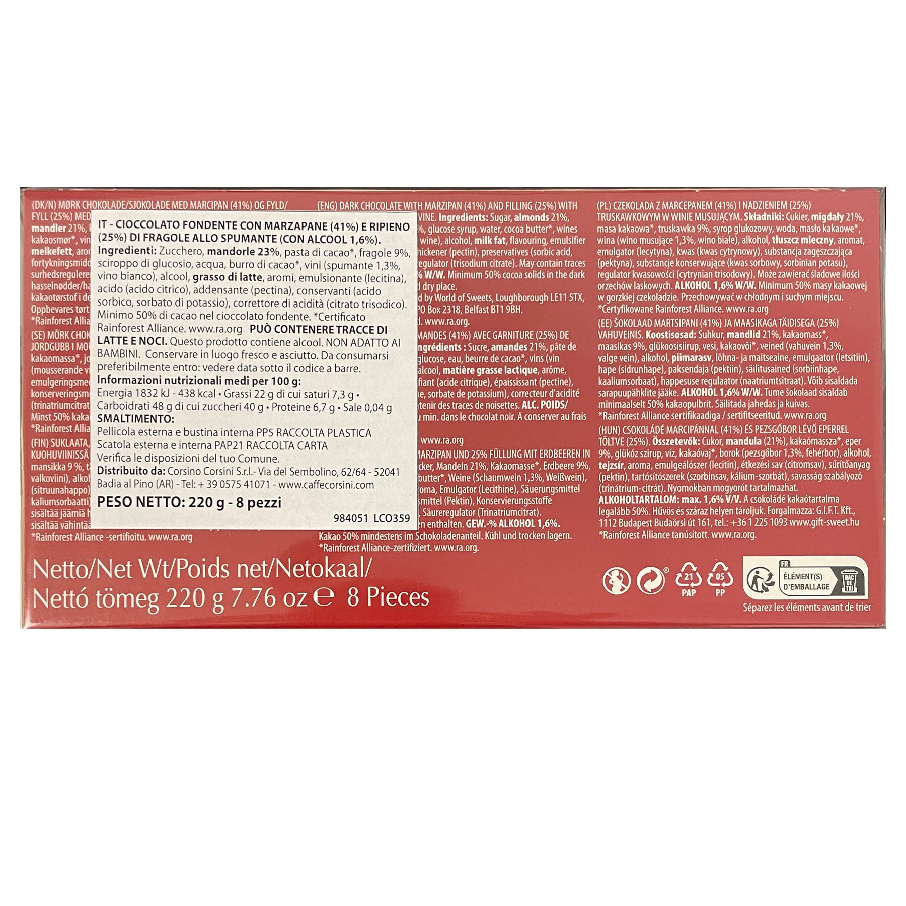 Anthon Berg | Cioccolati alla Fragola con Marzapane | Box da 12