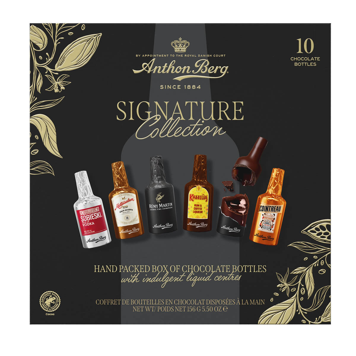 Anthon Berg | Signature Collection | 10 bottigliette di cioccolato con liquori assortiti | 156 g