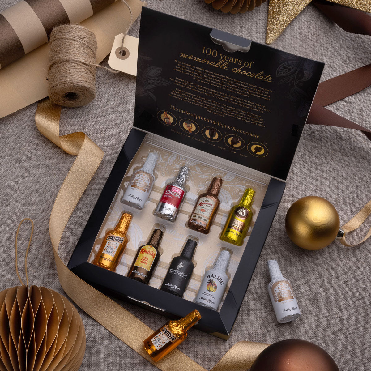 Signature collection | 8 bottigliette di cioccolato e liquori assortiti 125g | Anthon Berg