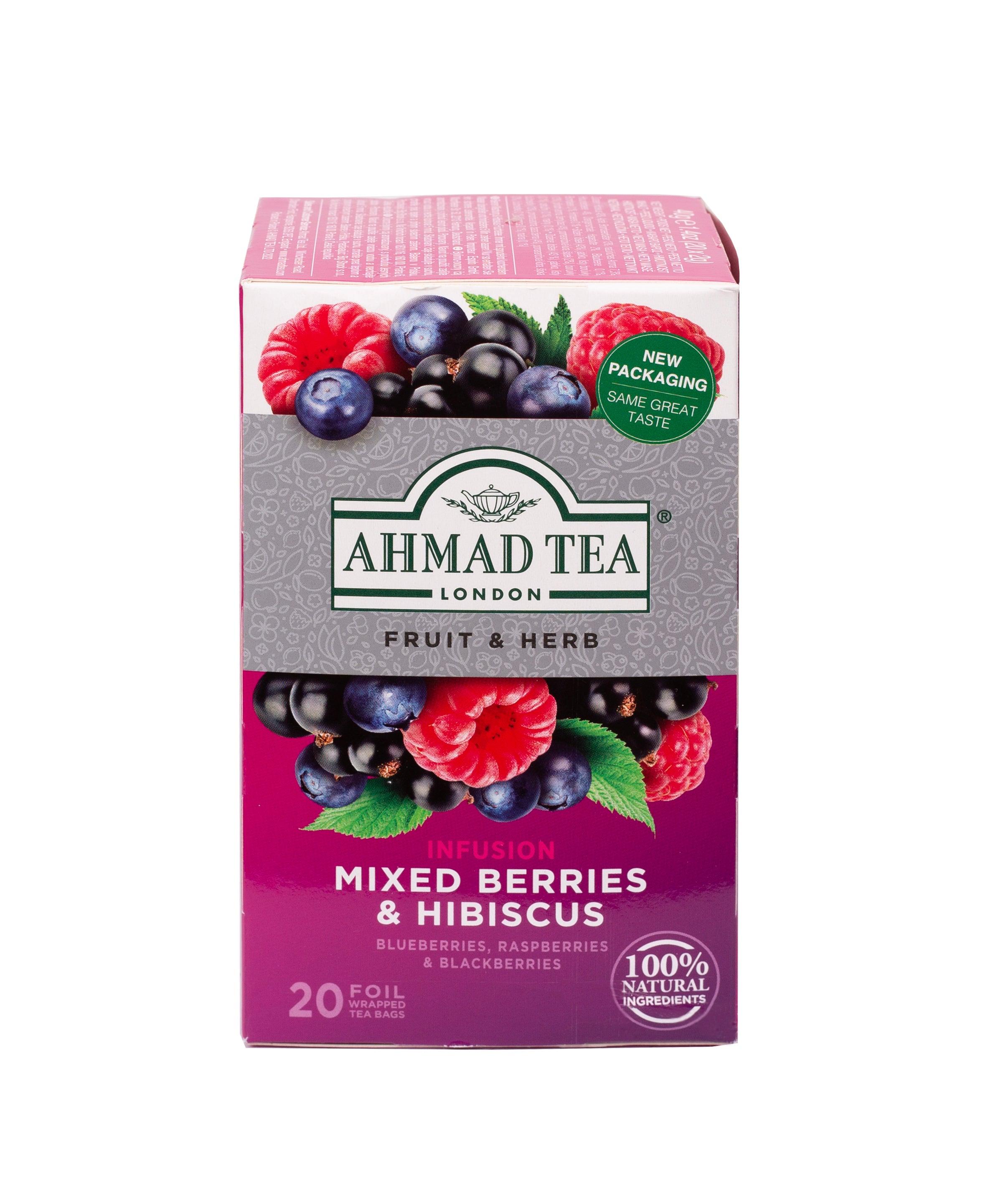 Infuso frutti di bosco e ibisco | Ahmad Tea | 20 bustine | Box con 6 confezioni