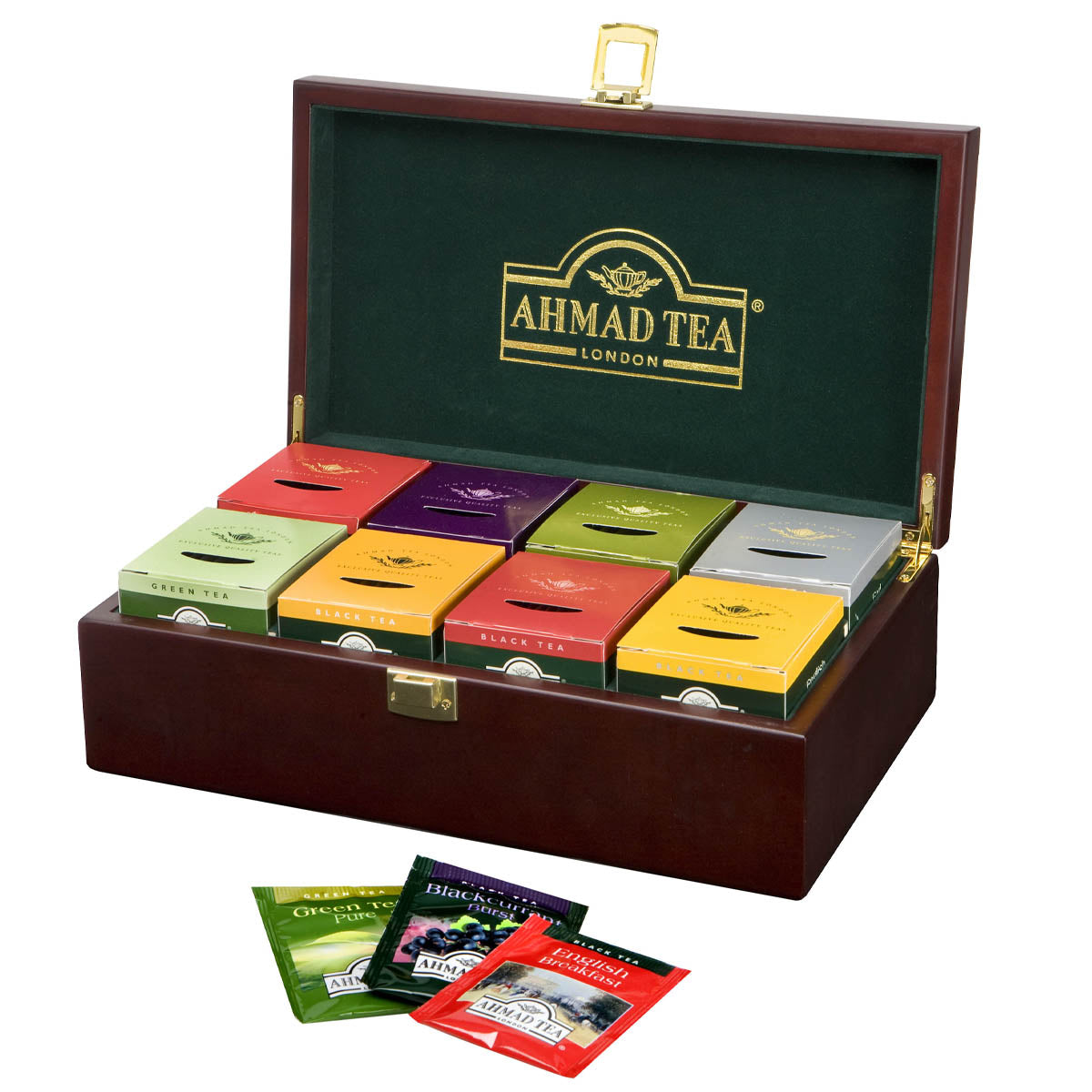 Scatola in legno con tè assortiti