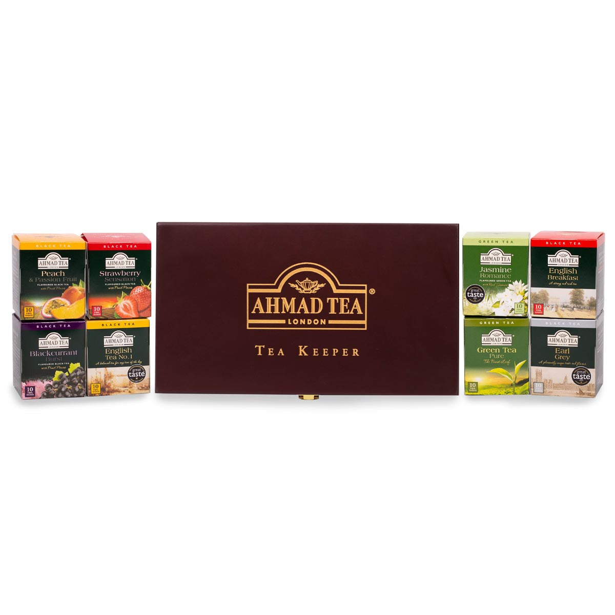 Scatola in legno con tè assortiti