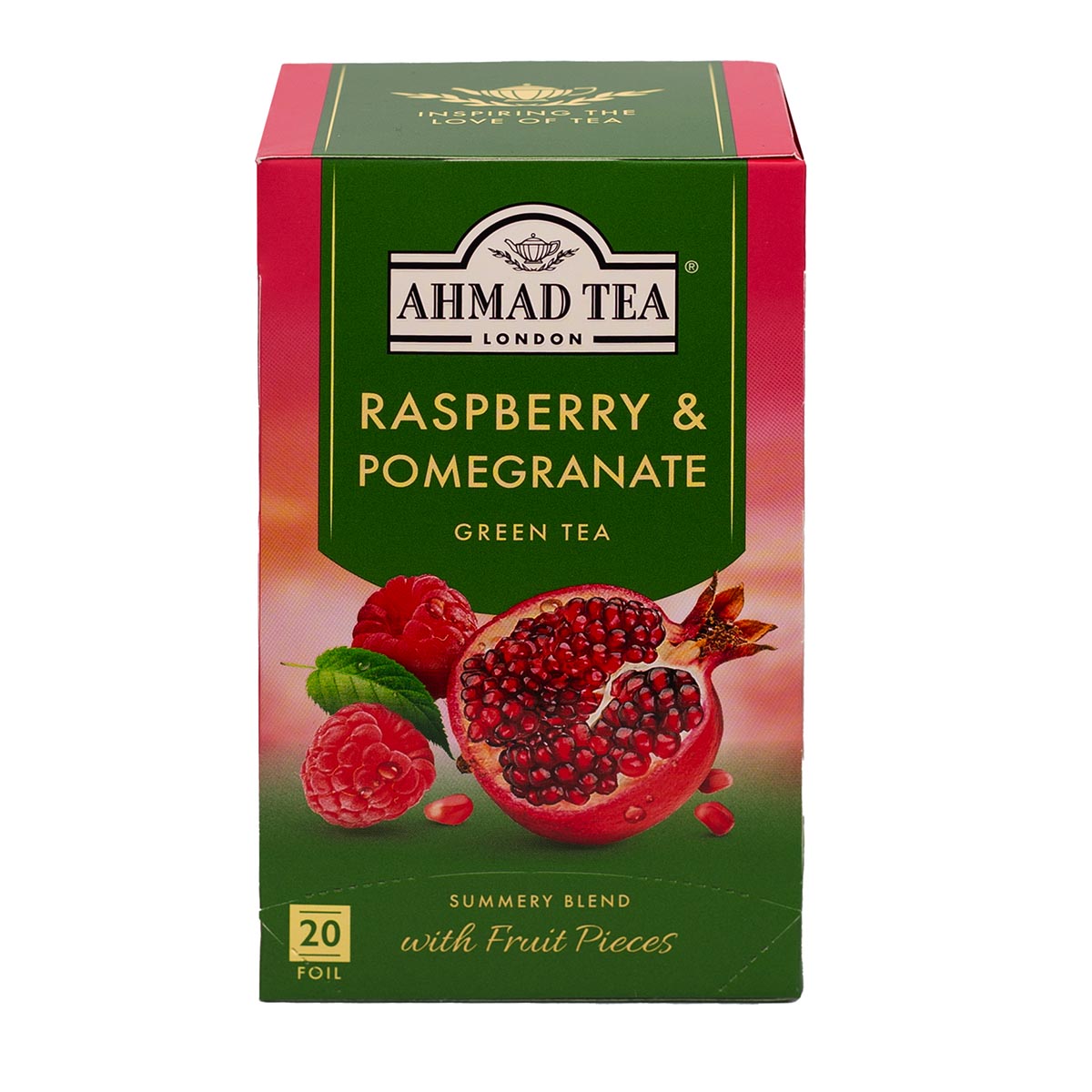 Tè verde lampone e melograno | Ahmad Tea | 20 bustine