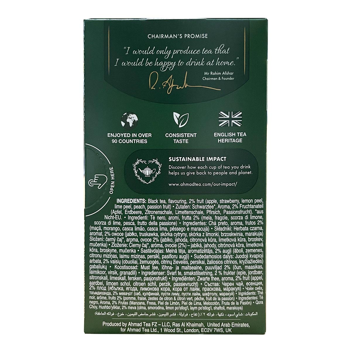 Fruit Tea Selection | Confezione mista di tè alla frutta | 20 bustine per confezione | Cartone da 6