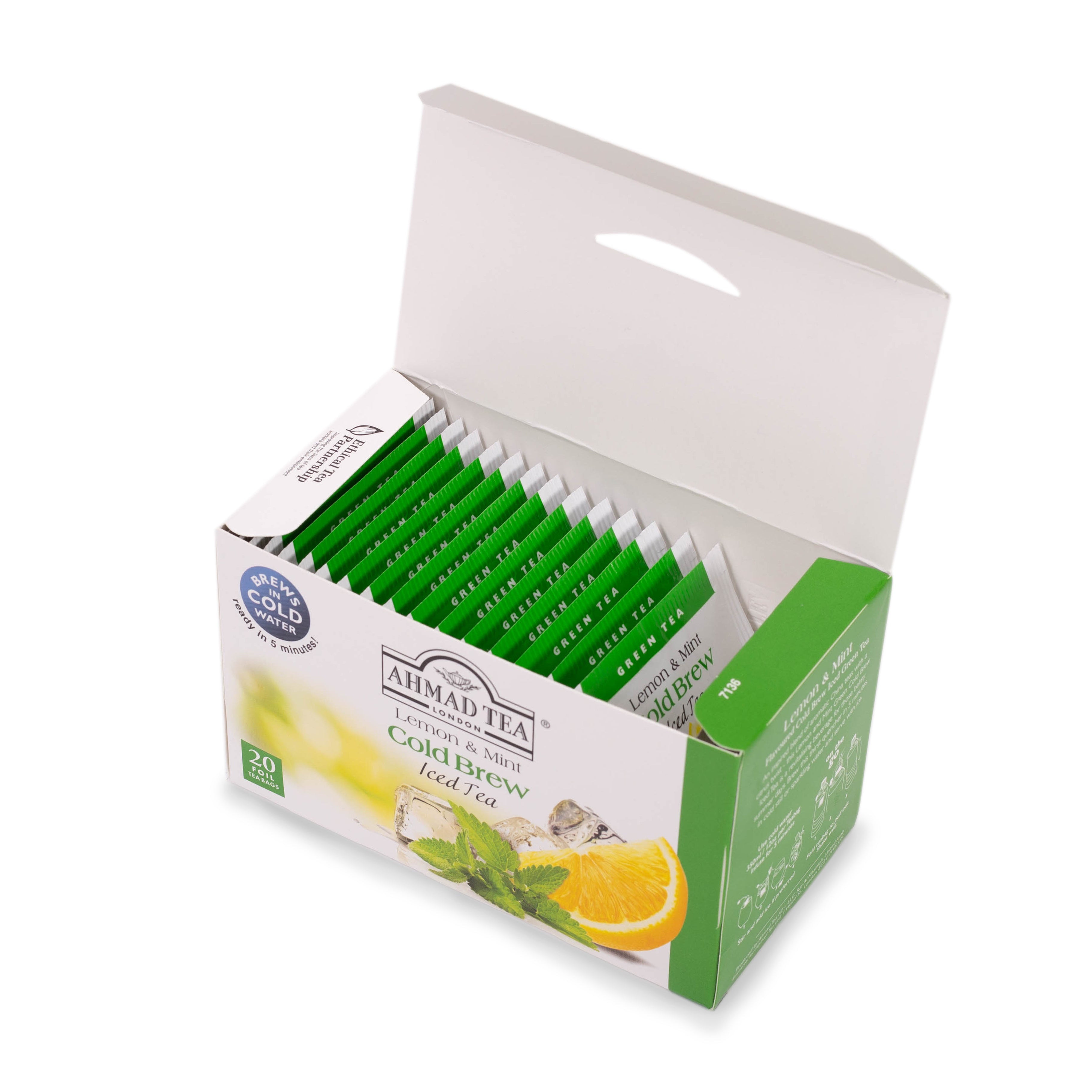 Cold brew | Tè verde limone e menta | 20 bustine per confezione | Cartone da 6