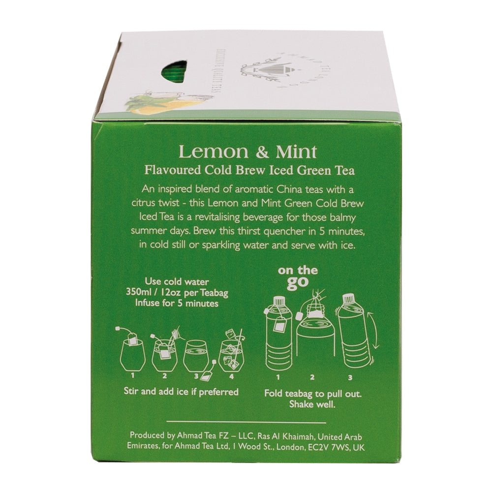 Cold brew | Tè verde limone e menta | 20 bustine per confezione | Cartone da 6
