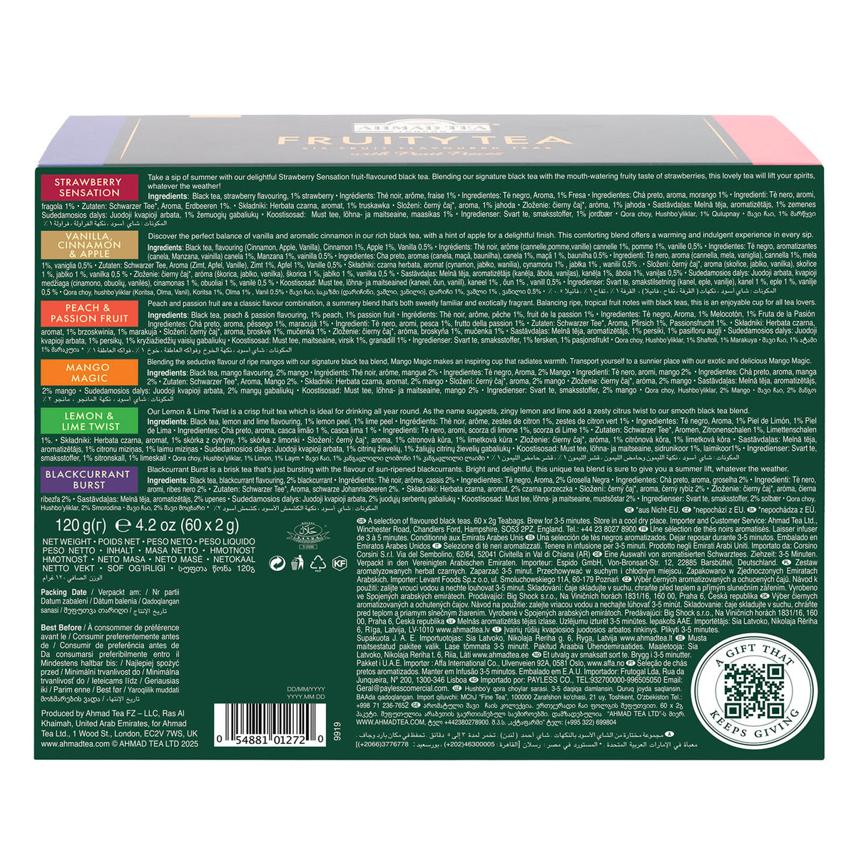 Fruit Tea Selection | Mix di tè alla frutta assortiti | Ahmad Tea | 60 bustine