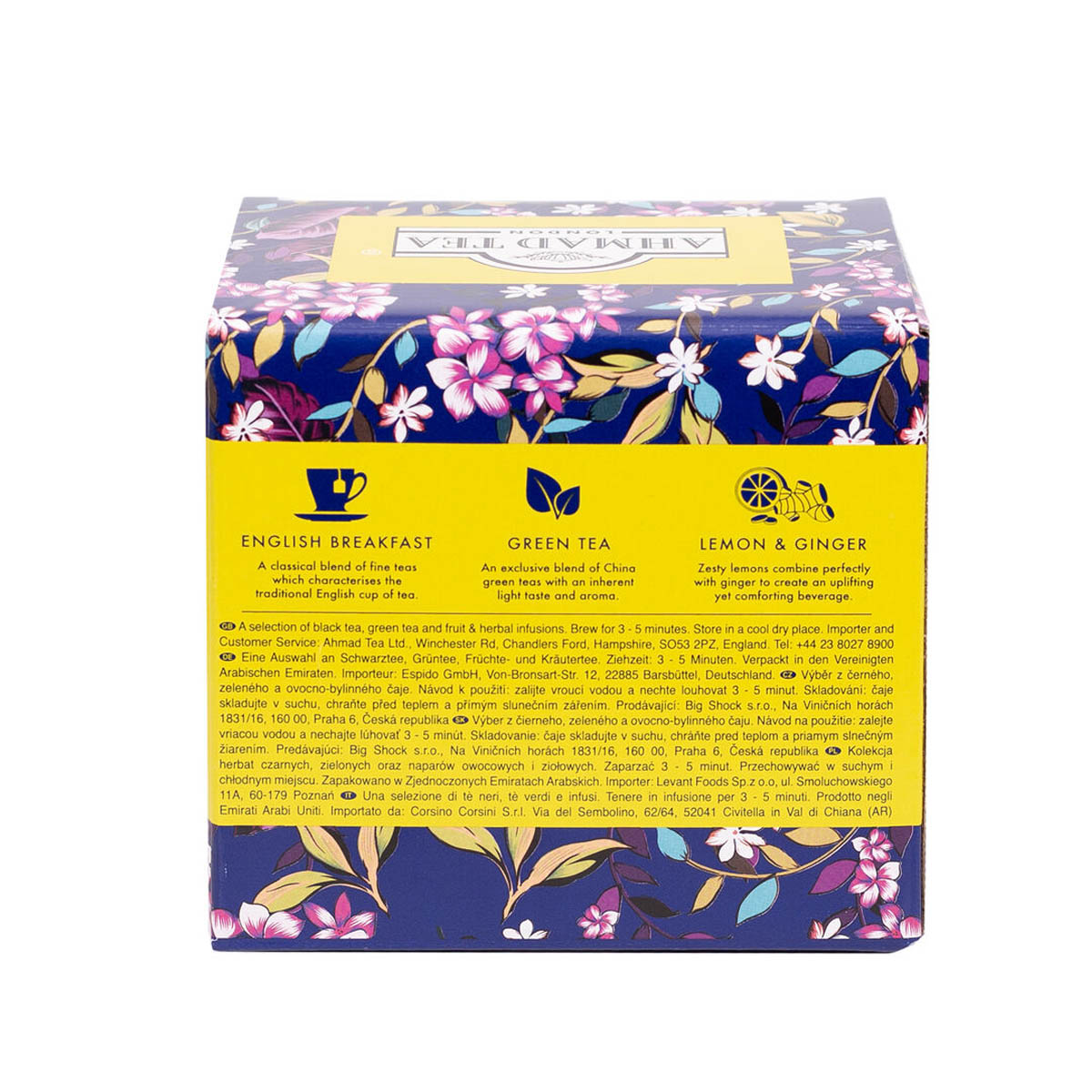 Idea regalo | Tazza da tè floreale e 15 bustine di tè assortiti | Box da 18