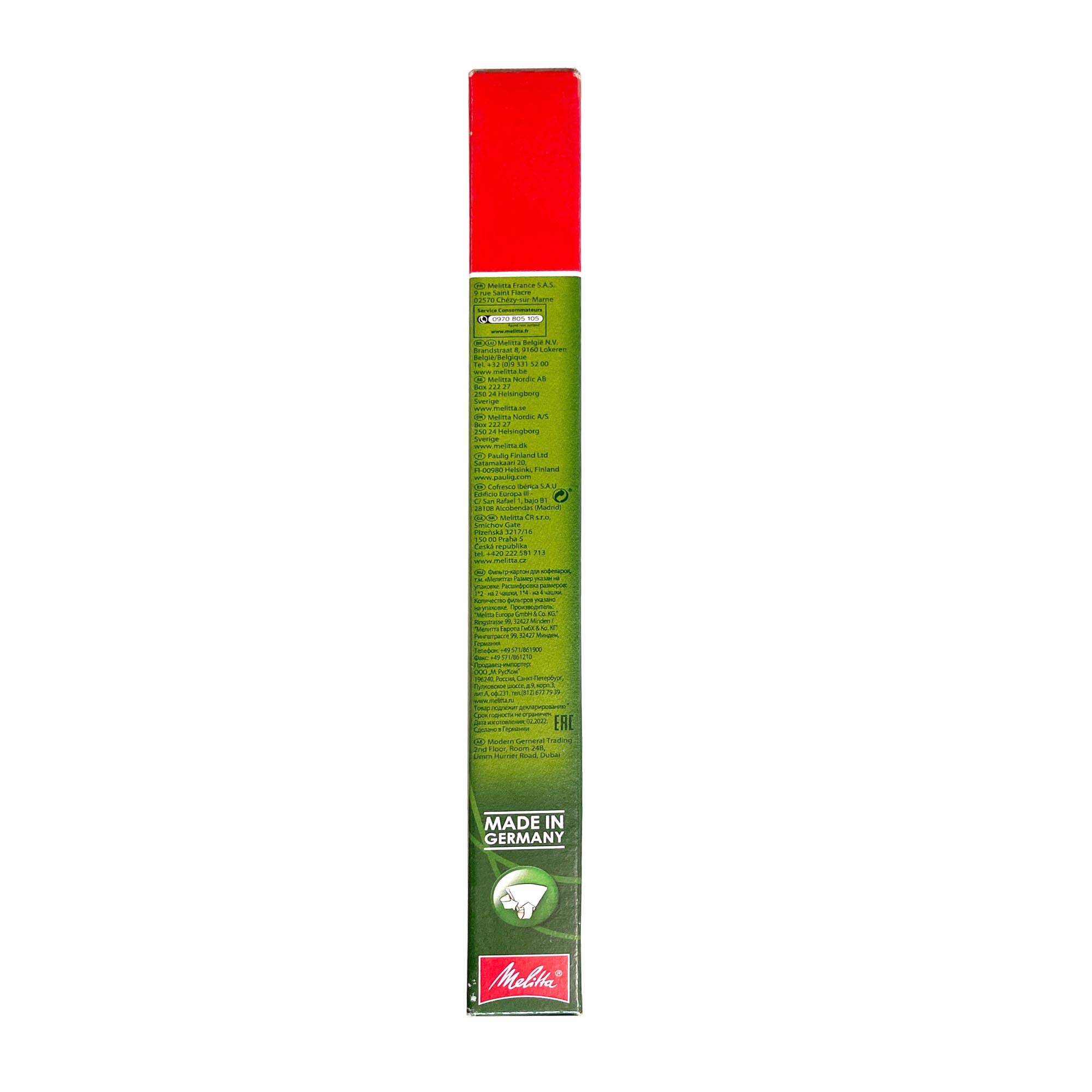 Confezione contenente 40 filtri in carta Melitta 1x4 tazze | Cartone con 18 confezioni