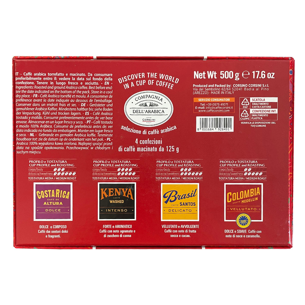 IDEA REGALO | Selezione caffè Macinato 100% Arabica | Kenya, Costarica, Brasil, Colombia