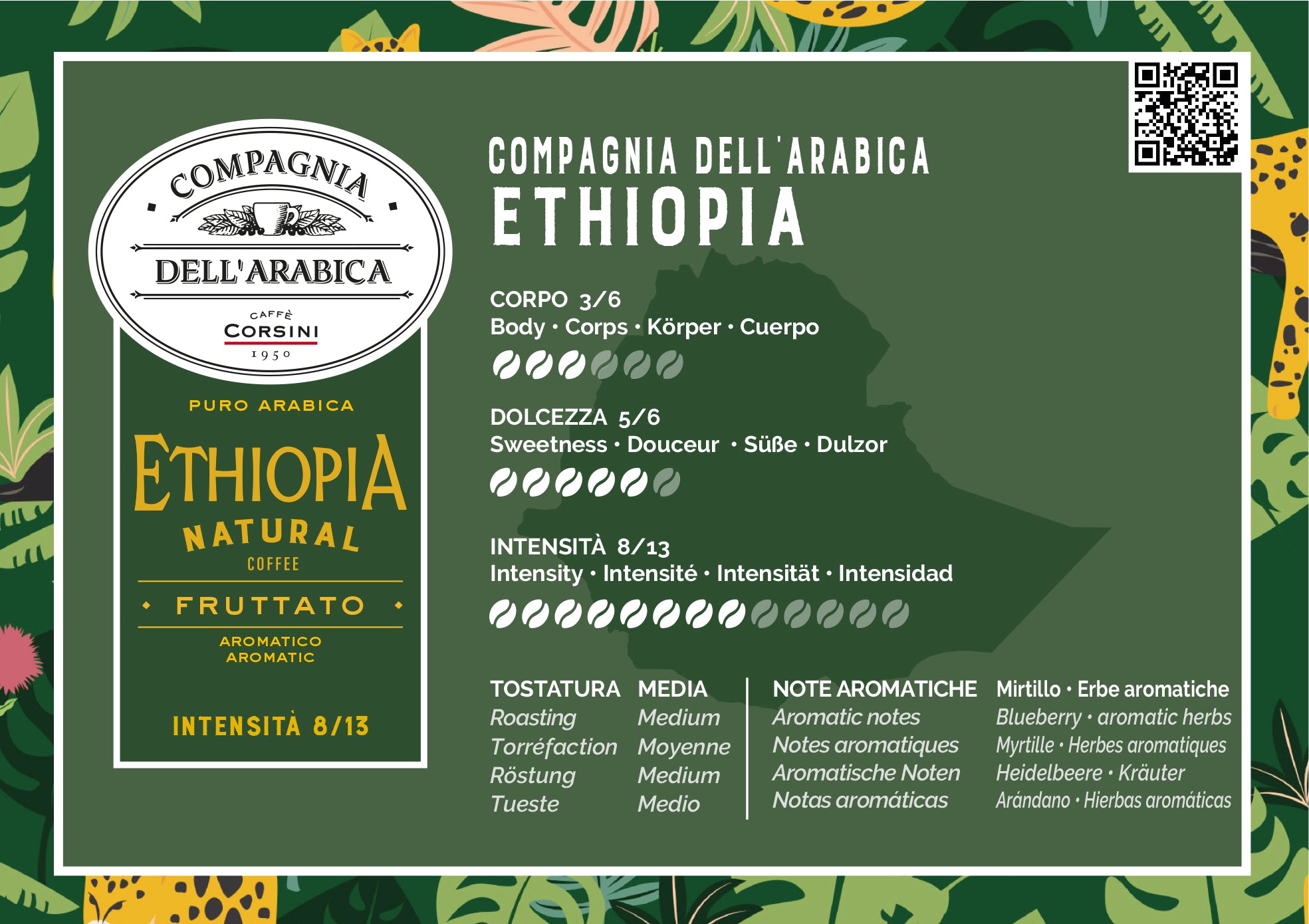 Scheda organolettica Caffè Ethiopia, 100% Arabica, Caffè Corsini Compagnia dell'Arabica