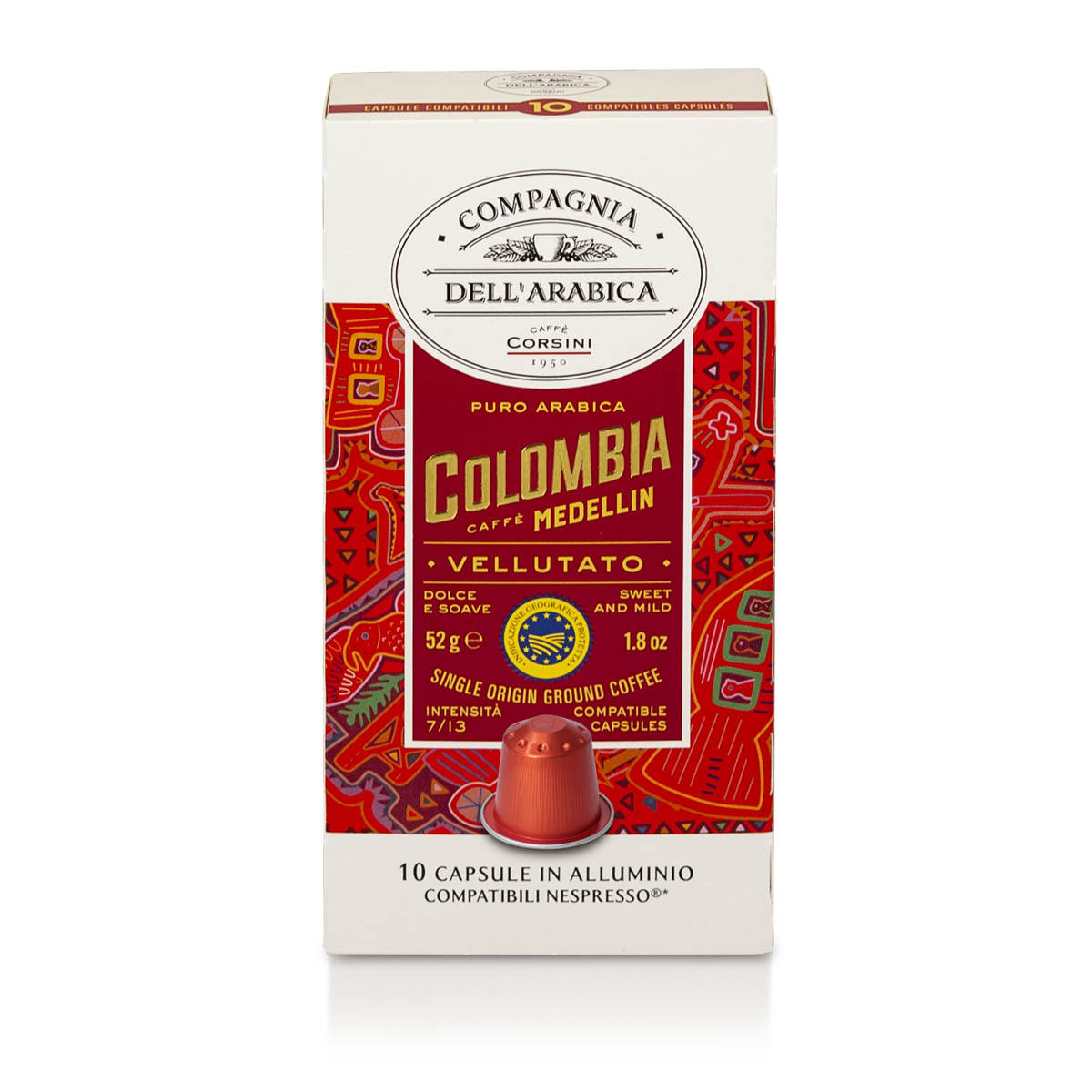 Colombia 100% Arabica | 10 capsule di caffè in alluminio compatibili Nespresso® | Cartone con 10 confezioni