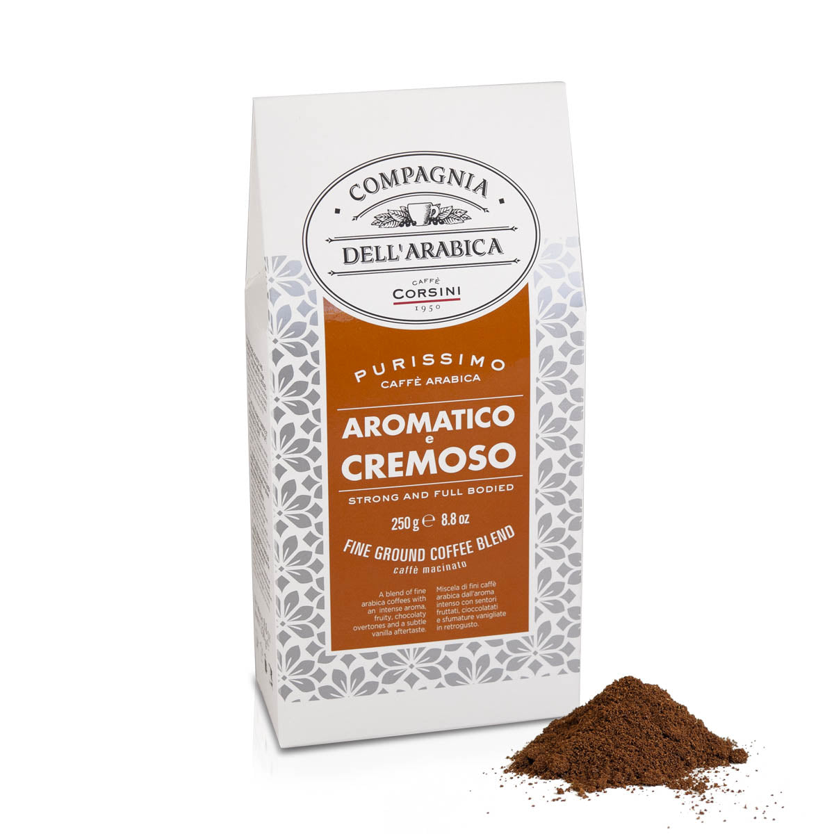 Caffè macinato | Aromatico e Cremoso | 100% Arabica | 250g | Cartone con 12 confezioni
