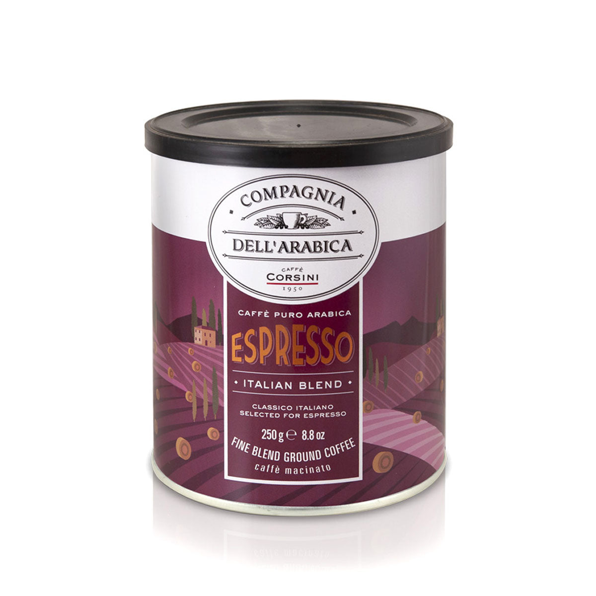 Ground Coffee | Ideal for Espresso | 100% Arabica | Tin of 250g | Box of 12 tins