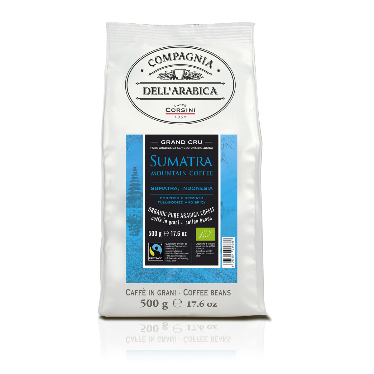 Caffè in grani | Sumatra Bio e Fairtrade | 100% Arabica | 500g