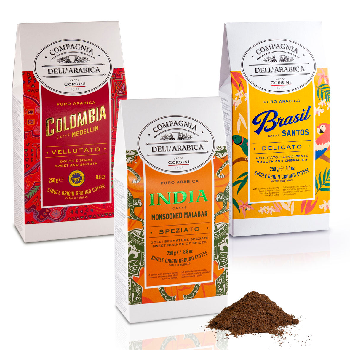 Caffè macinato | Colombia - India - Brasil | 3 X 250g