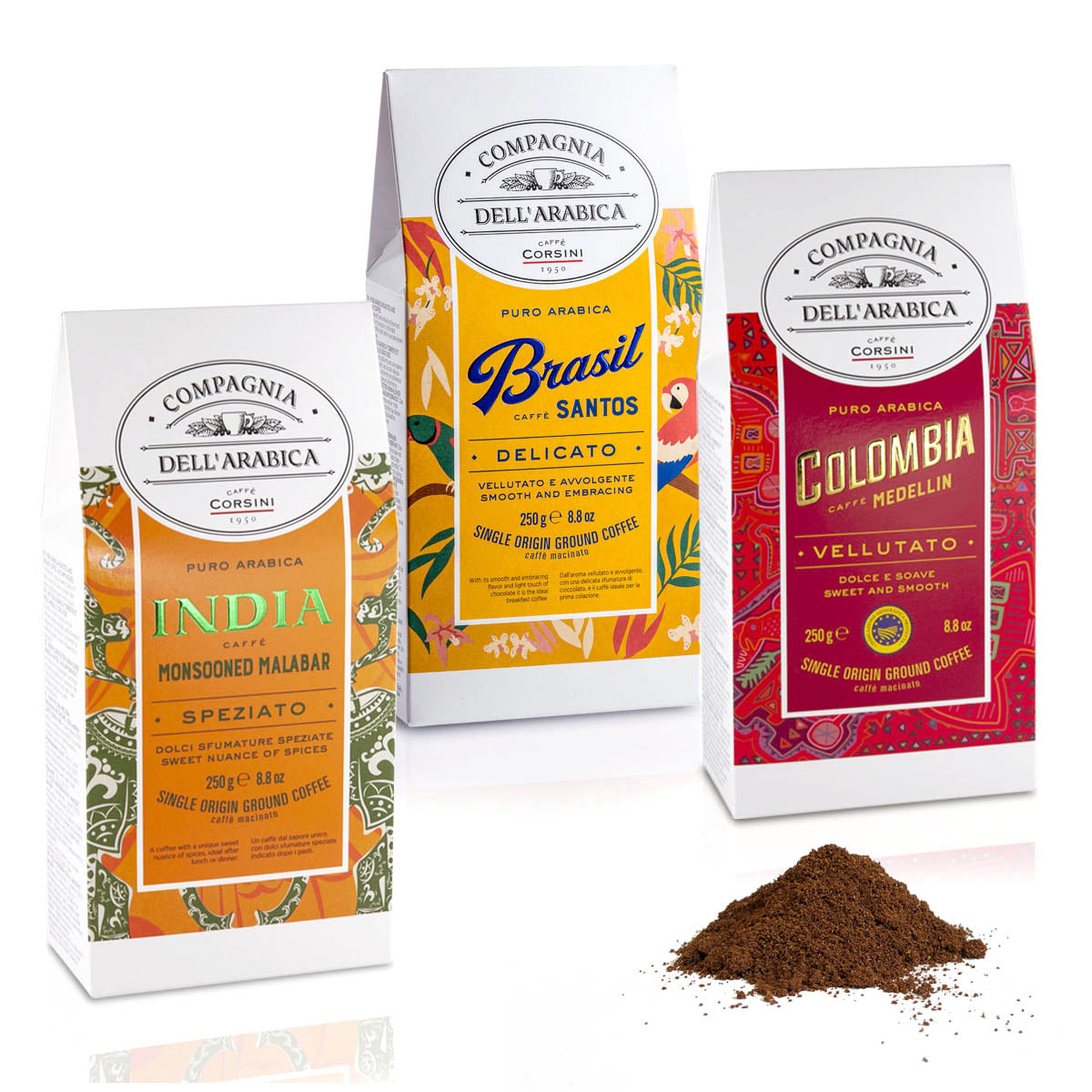 Caffè macinato | Colombia - India - Brasil | 3 X 250g