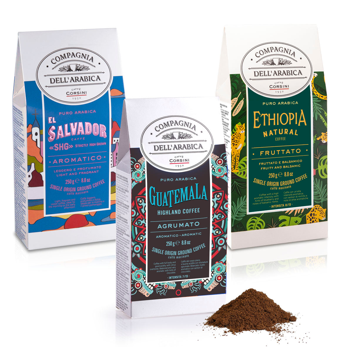 Ground coffee | Arabica Selection | El Salvador - Guatemala - Ethiopia | 3 X 250g