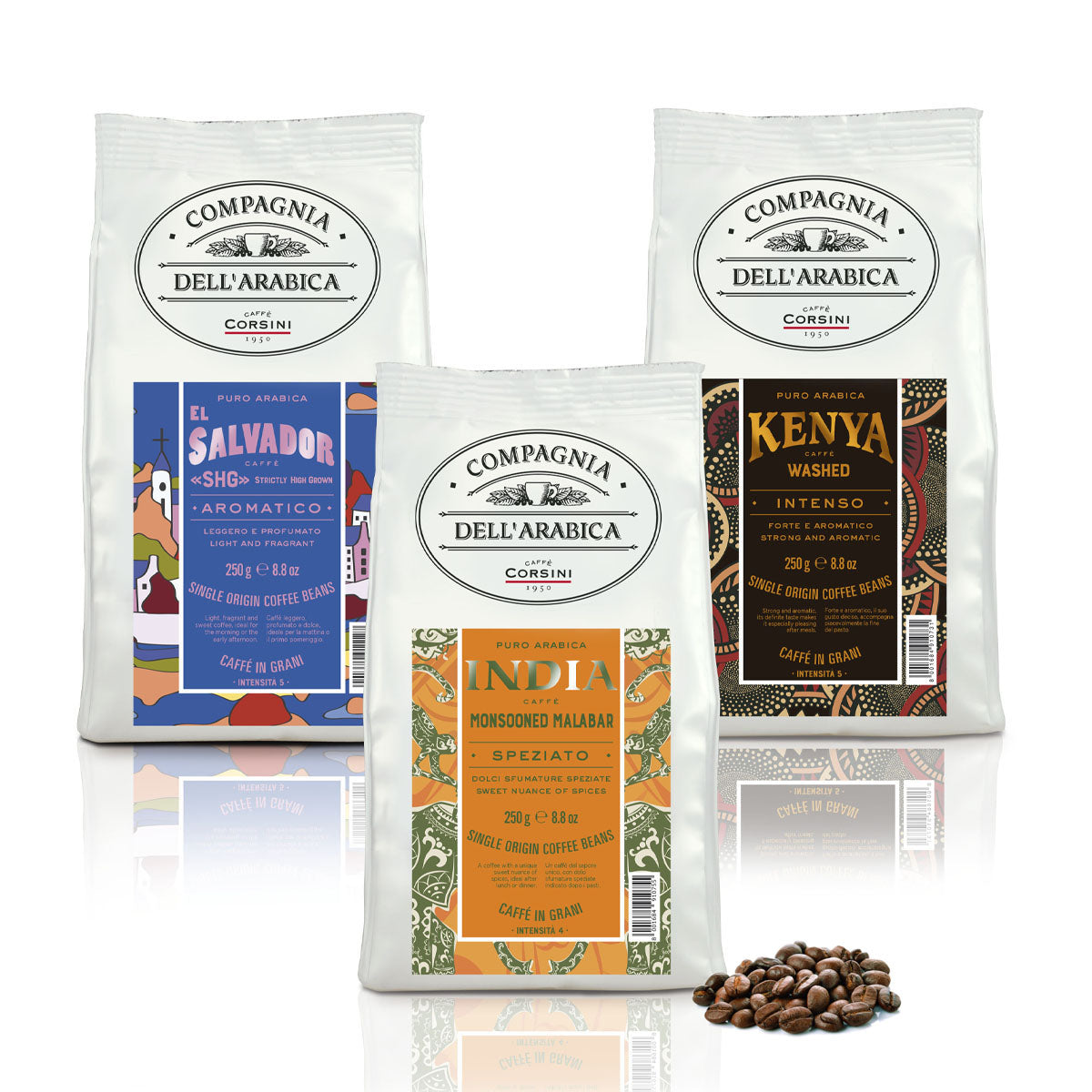 3 Coffee beans | El Salvador - India - Kenya | 3 X 250g
