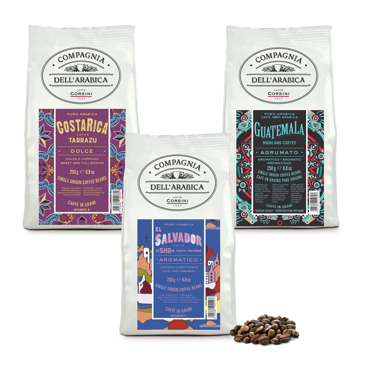 Coffee beans | Journey to Central America | Costa Rica, Guatemala, El Salvador | 3x250g