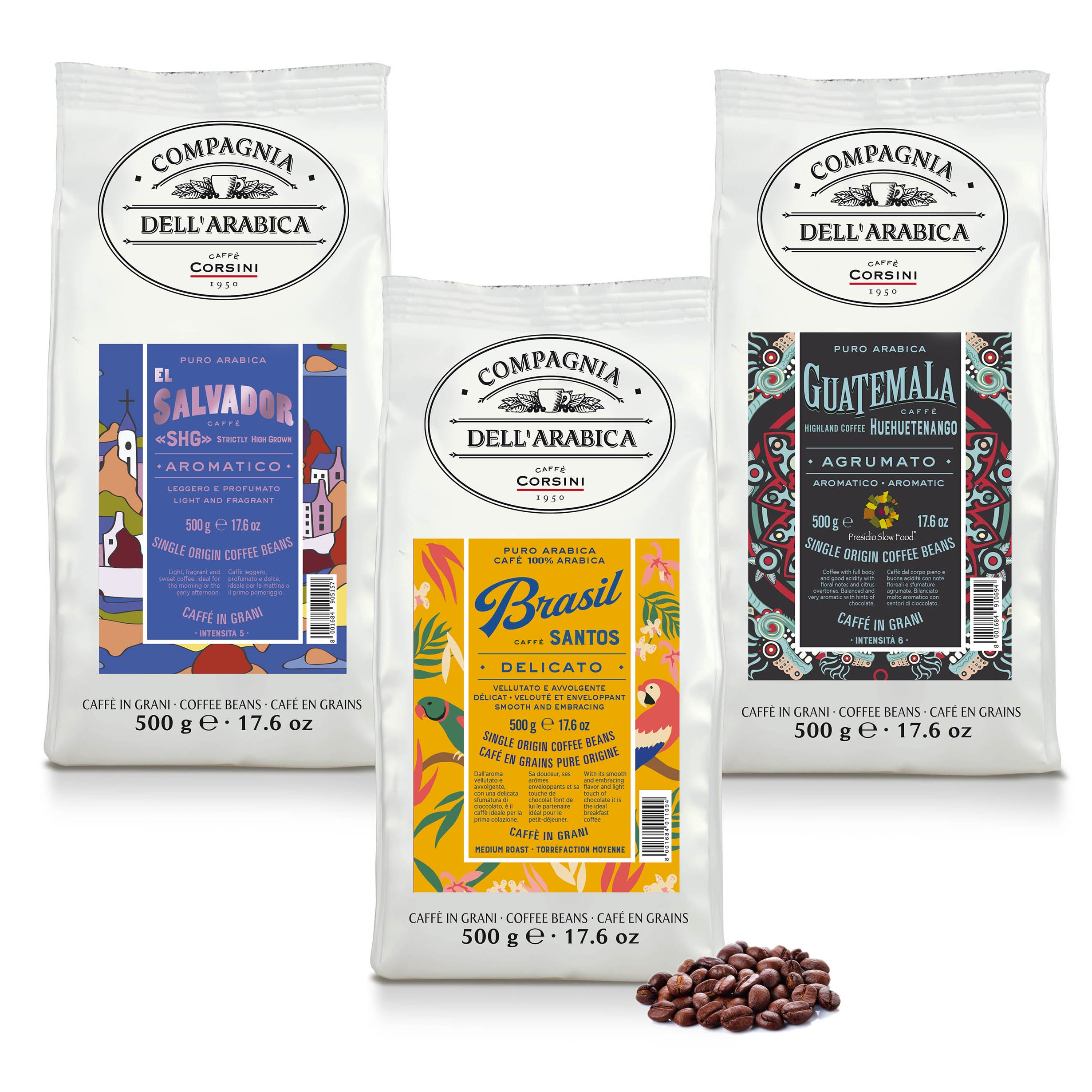 Coffee beans | Coffee&chocolate notes | Brasil, El Salvador, Guatemala | 3 x 500g