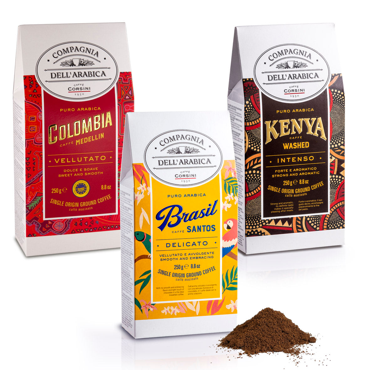 Caffè macinato | Best seller | Colombia, Brasil, Kenya | 3 X 250g