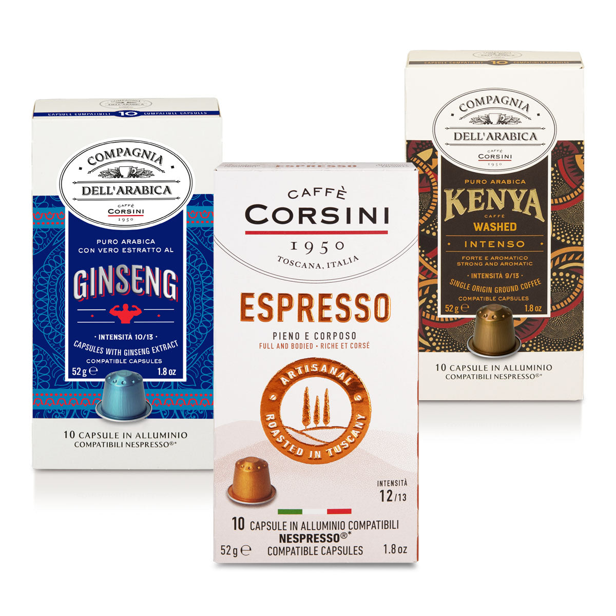 Coffee in Nespresso® compatible capsules| Energy & Well-being | Espresso, Ginseng, Kenya | 30 capsules