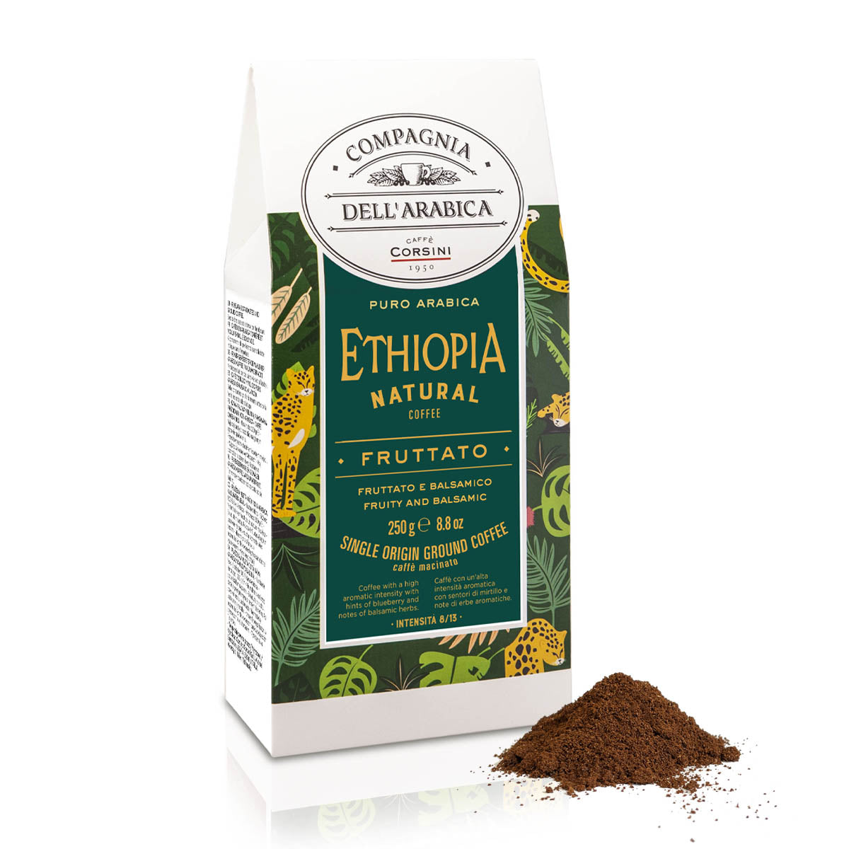 Ground coffee | Ethiopia Natural Coffee | 100% Arabica | 250g | Box of 12 packs