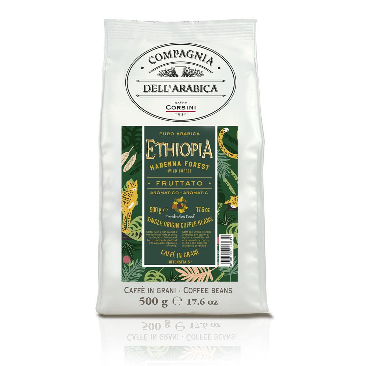 Caffè in grani | Ethiopia Natural Coffee | 100% Arabica | 500g | Cartone con 15 confezioni