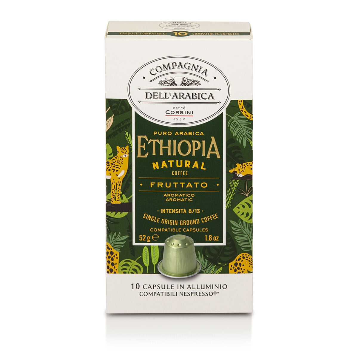 10 capsule caffè in alluminio compatibili Nespresso® | Ethiopia Natural | 100% Arabica | Cartone con 10 confezioni