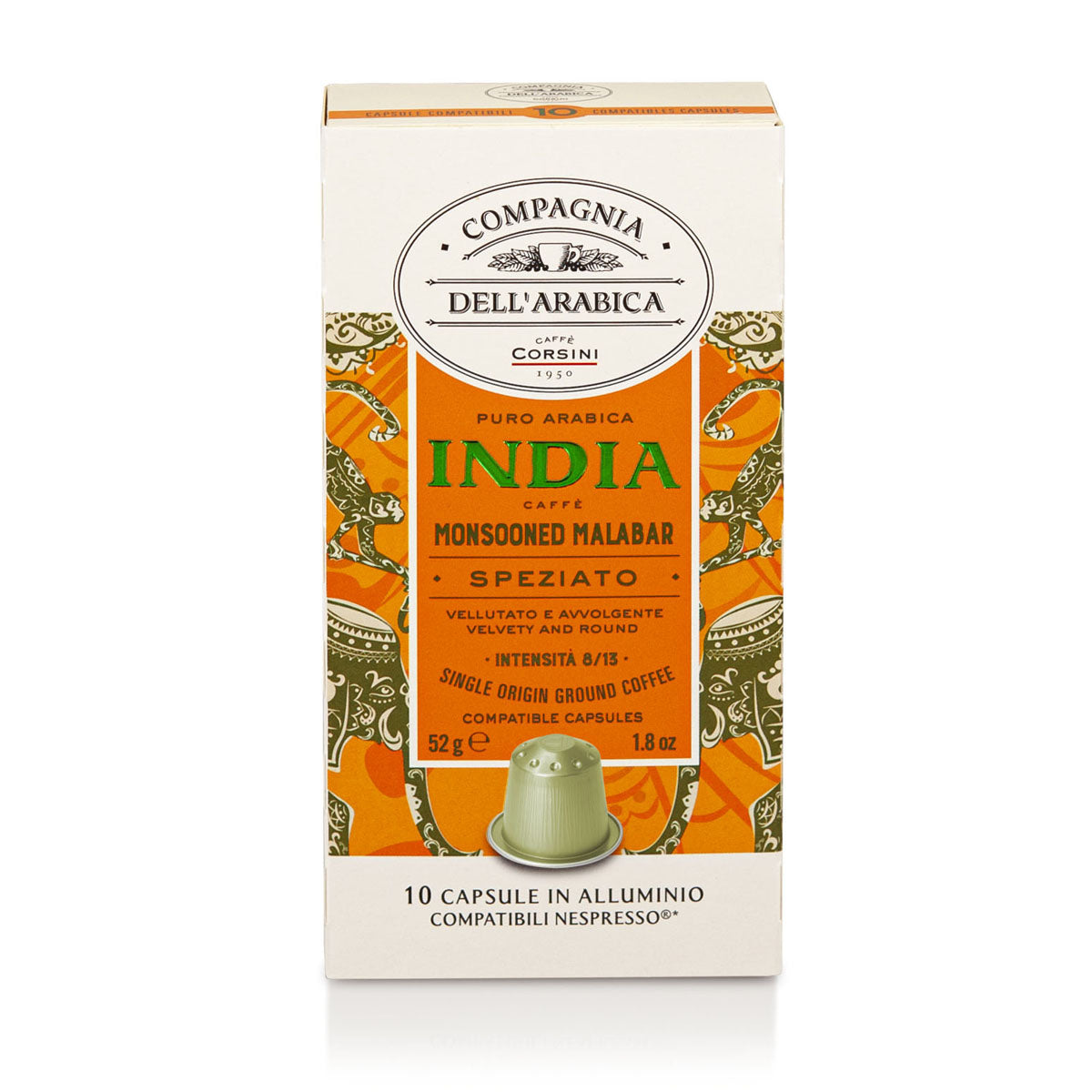 Caffè espresso in capsule di alluminio compatibili Nespresso® | India | 100% Arabica | 10 capsule | 52g