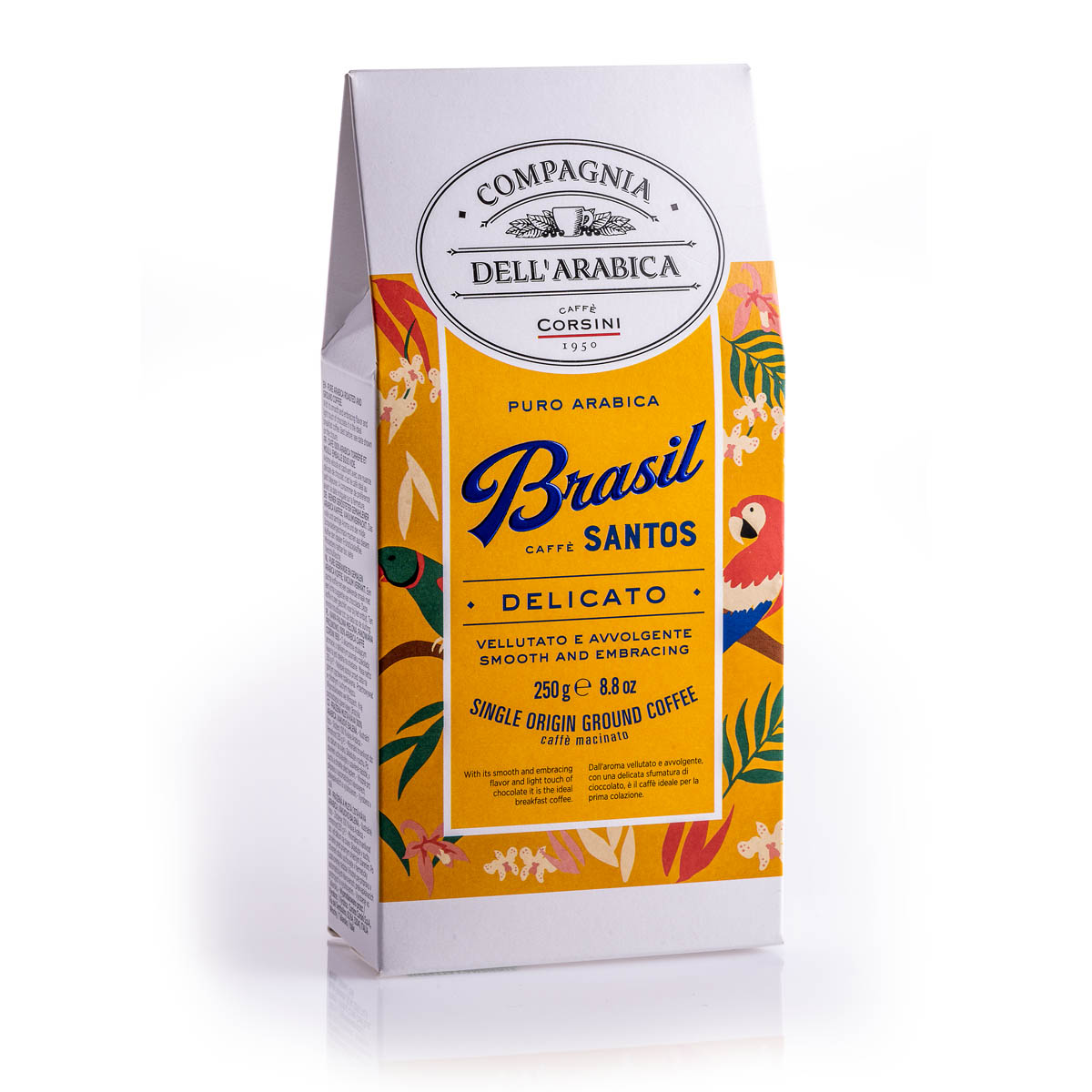 Caffè macinato | Brasil Santos | 100% Arabica | Confezione da 250g | Cartone con 12 confezioni