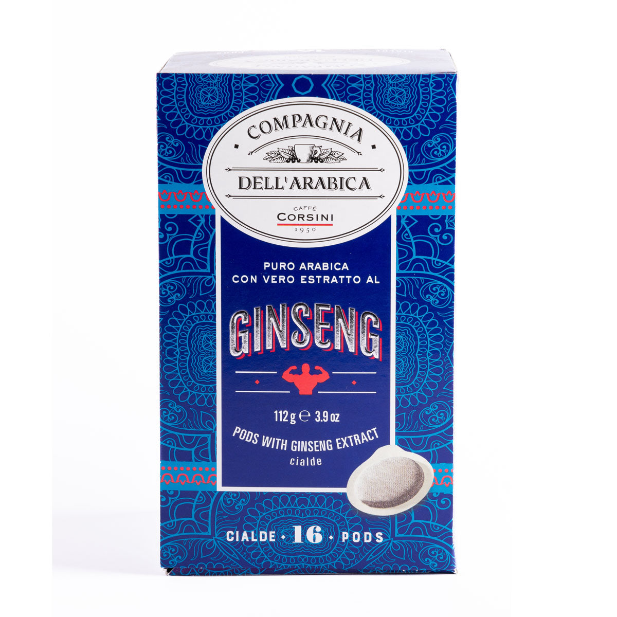 Coffee pods | Ginseng | 100% Arabica | 16 pieces per pack | Box of 12 packs