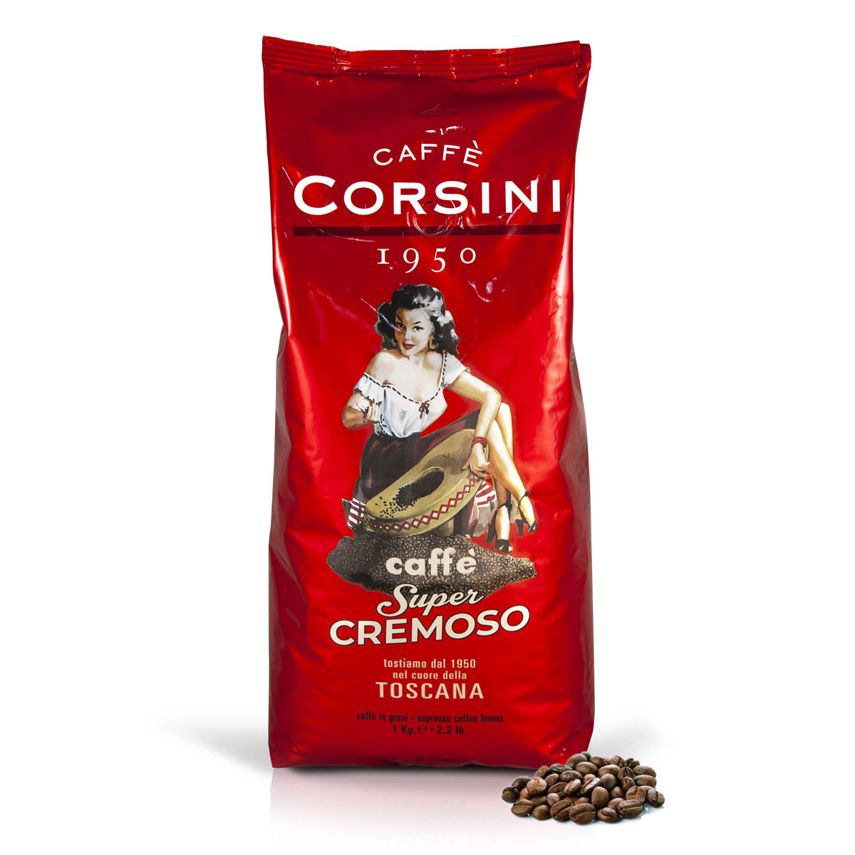 Caffè in grani | Super Cremoso | 1 Kg | Cartone con 8 confezioni