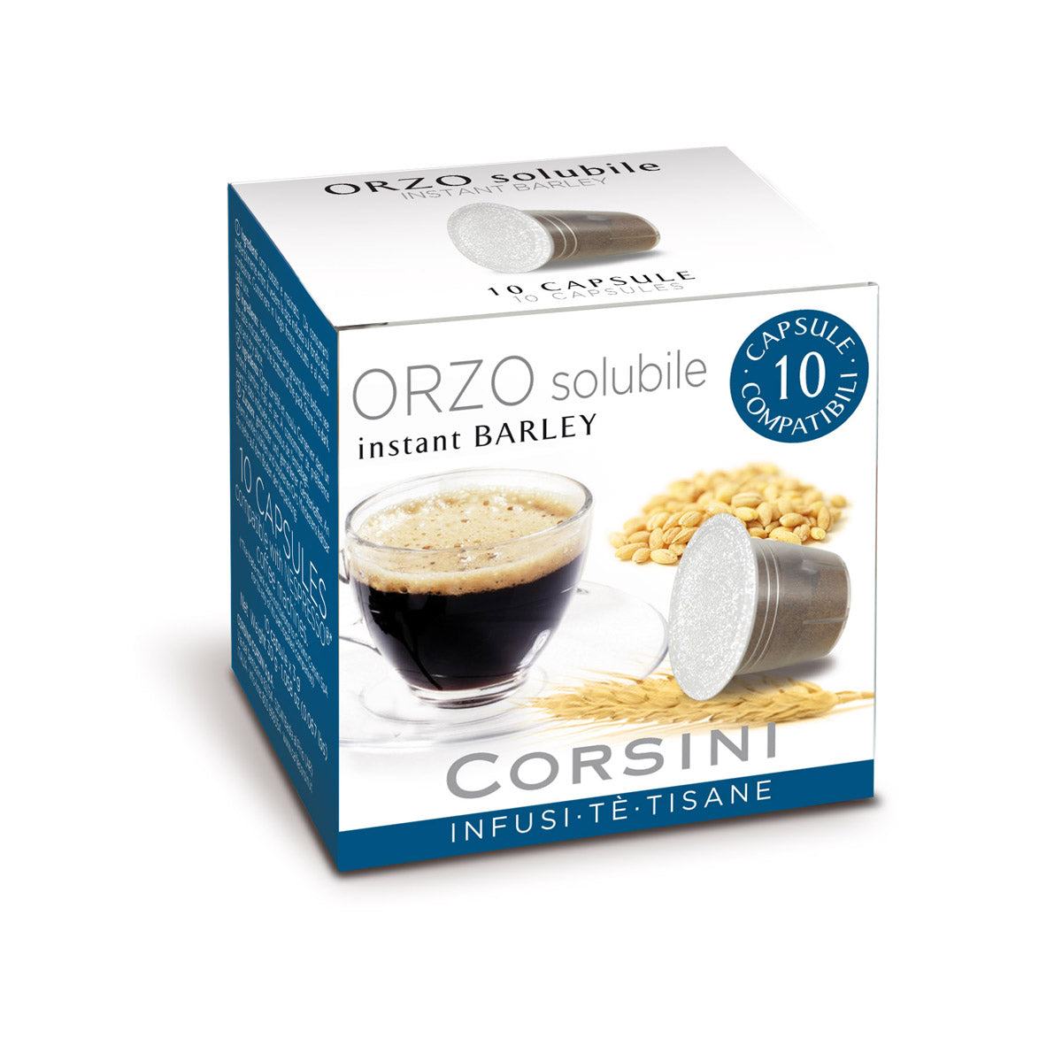 10 Nespresso® compatible barley coffee capsules | Instant barley | Box of 12 packs