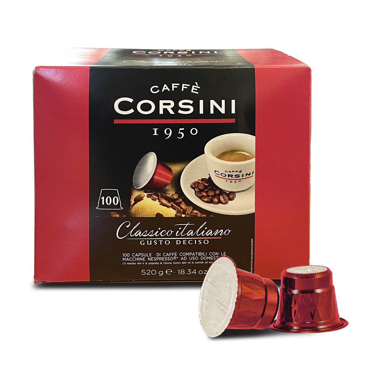 100 Nespresso® compatible coffee capsules each pack | Classico Italiano | Box of 4 packs