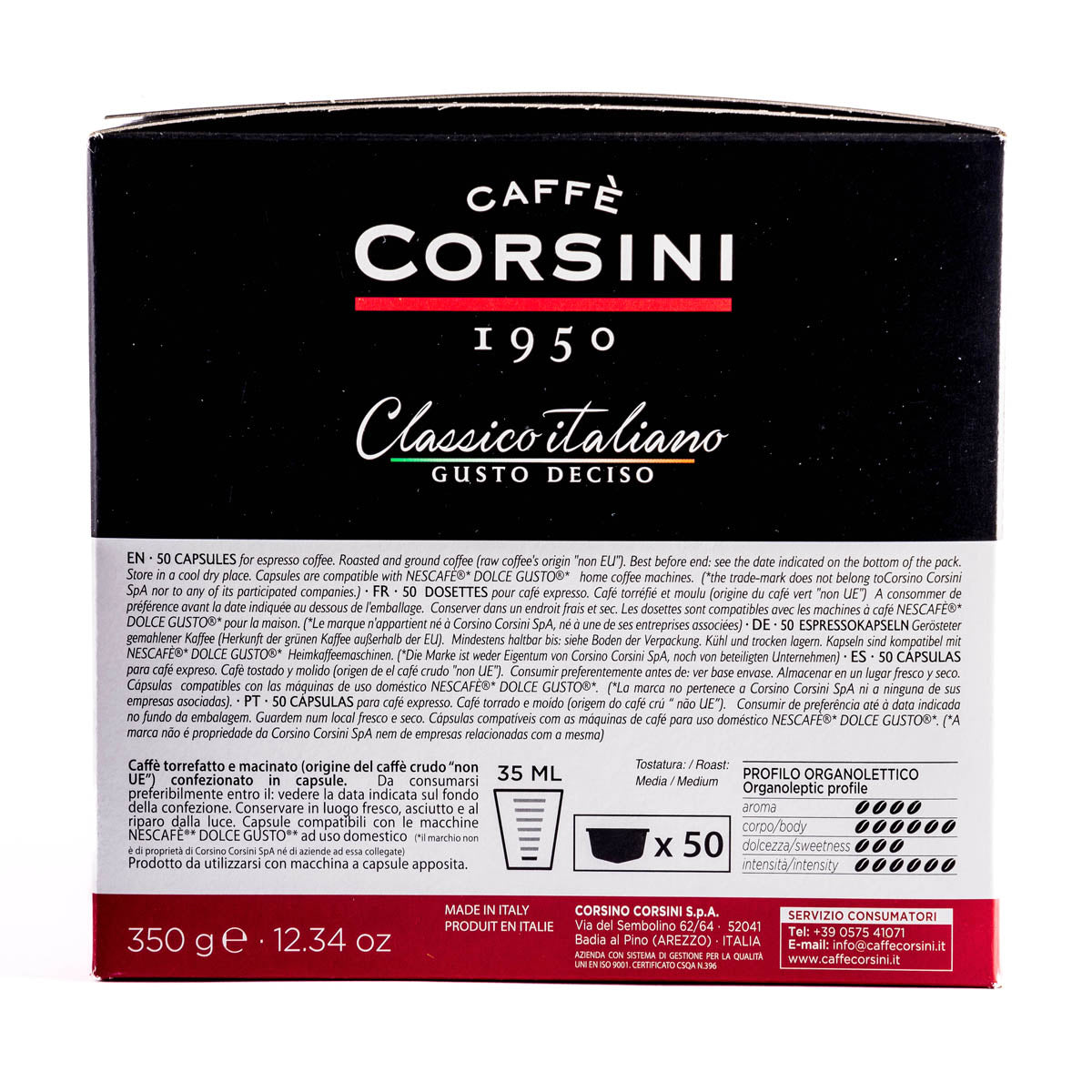 Capsule di caffè compatibili Nescafè® Dolce Gusto® | Classico Italiano Intenso | 50 pezzi | Cartone con 4 confezioni